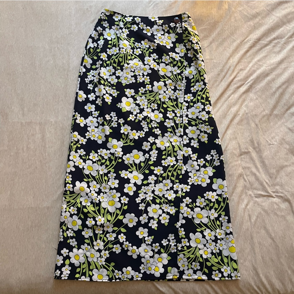 Vintage Floral Print Maxi Skirt